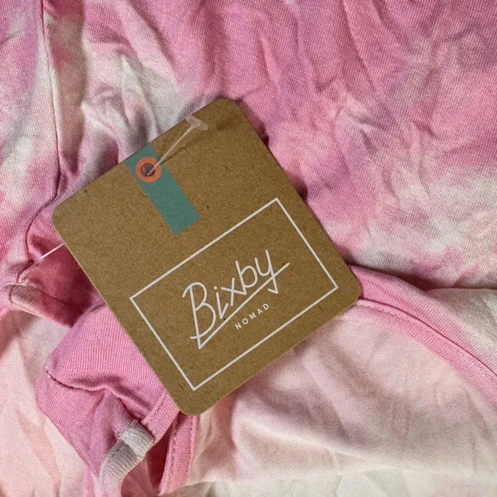 NWT Bixby Youth Girls Pink Tie Dye Tank Top Criss Cross Back - Size M/ 8-10